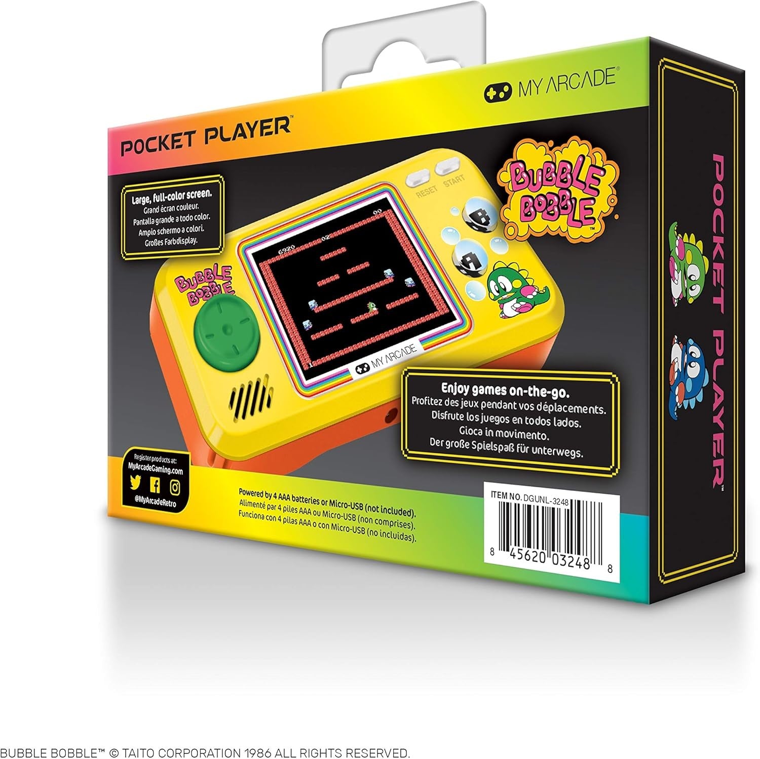 Mini Retro Bubble Arcade Game Console Handheld Yellow