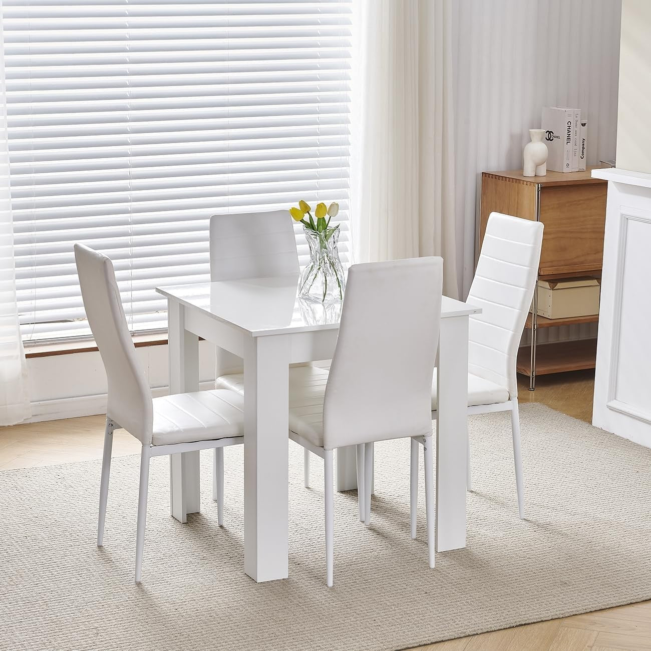 Modern 3-Piece Dining Table Set Small Space Square Wooden Table + 2 Chairs