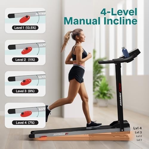 Foldable Electric Treadmill 6mph Compact Home Running Machine LCD & App Control