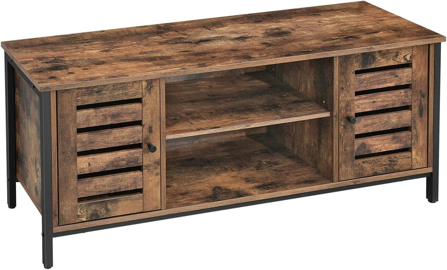 Rustic TV Stand with Storage Shelves & Cupboards for Living Room 110cm