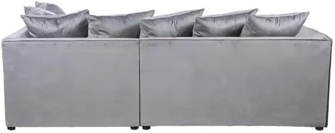 Grey Plush Velvet 4 Seater L Shape Modular Corner Sofa RH/LH - Luxury Comfort