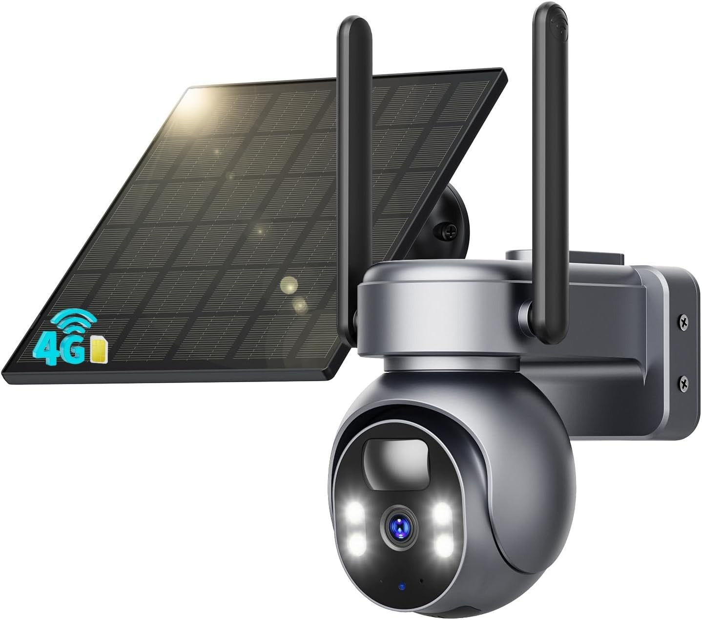 4G LTE Solar Security Camera 2K PTZ Night Vision CCTV No WiFi