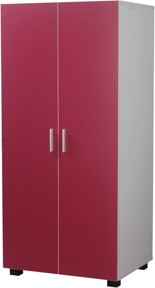 Kids Pink 2 Door Wardrobe with Hanging Rail Storage – Sturdy & Modern