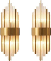 Crystal Wall Sconce Light Modern Gold Art Deco Fixture Lamp Pair E14