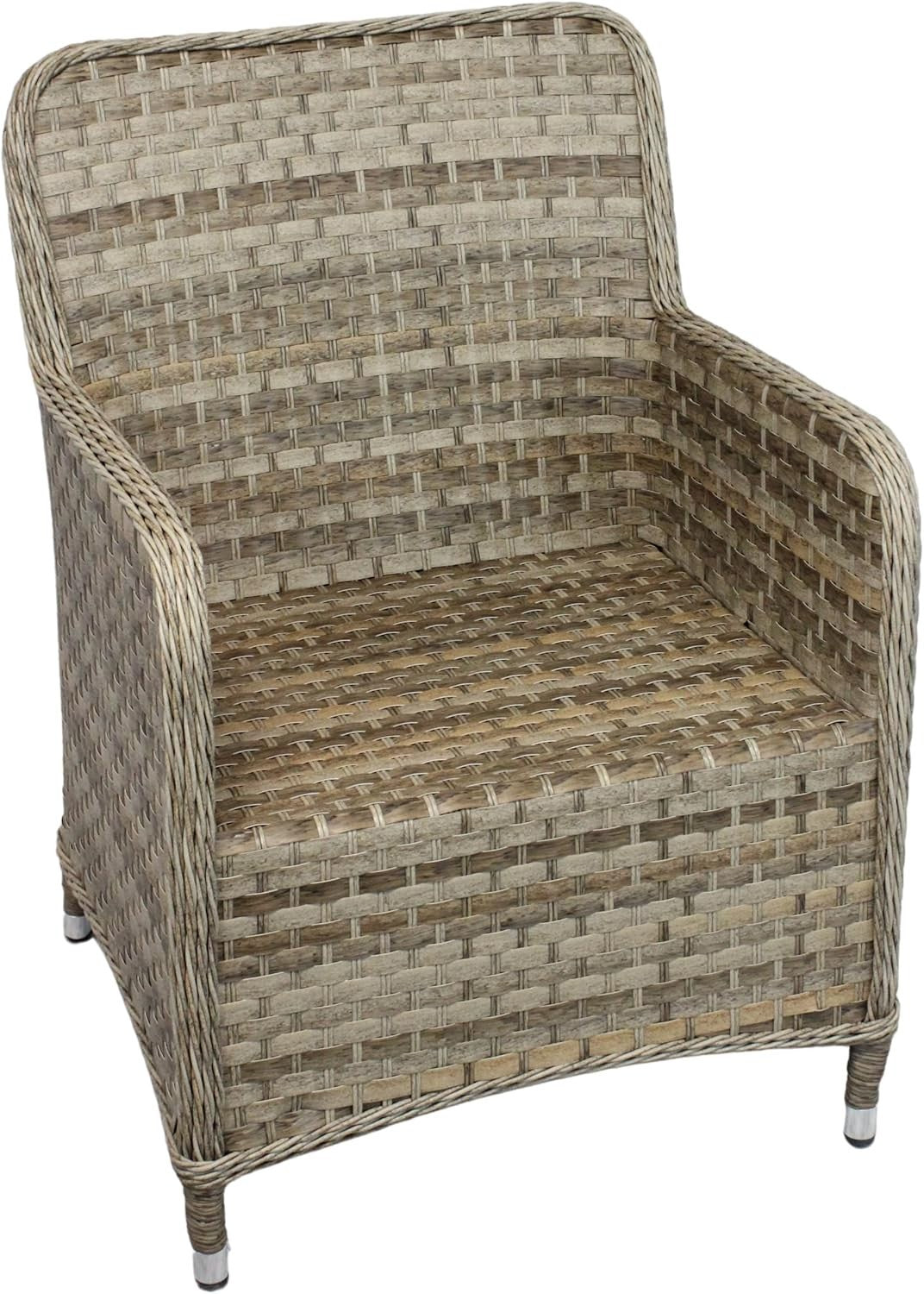 Brown Rattan Tub Armchair With Cushion Outdoor Garden Patio Dining Chair