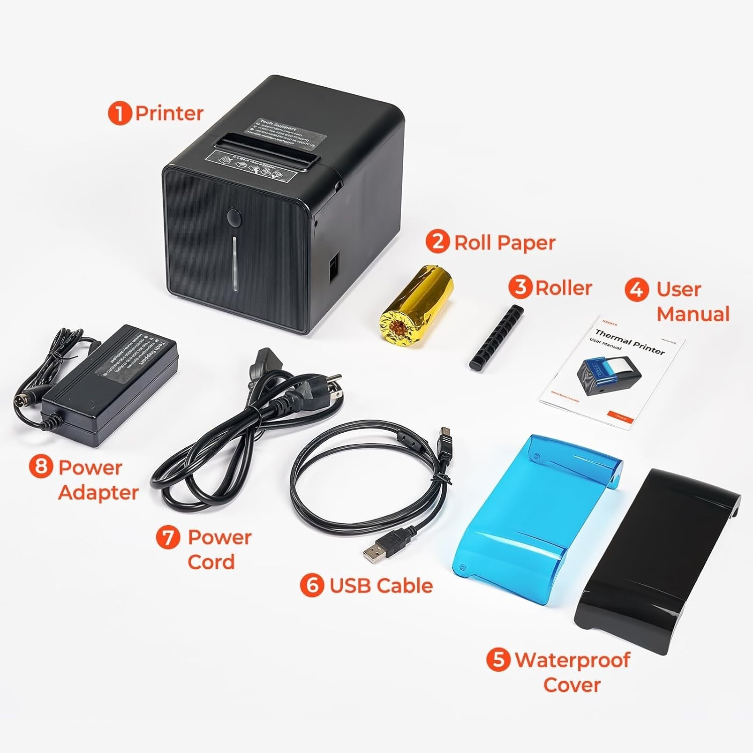 Black Wi-Fi Thermal Receipt POS Printer 80mm USB/LAN/Serial High-Speed