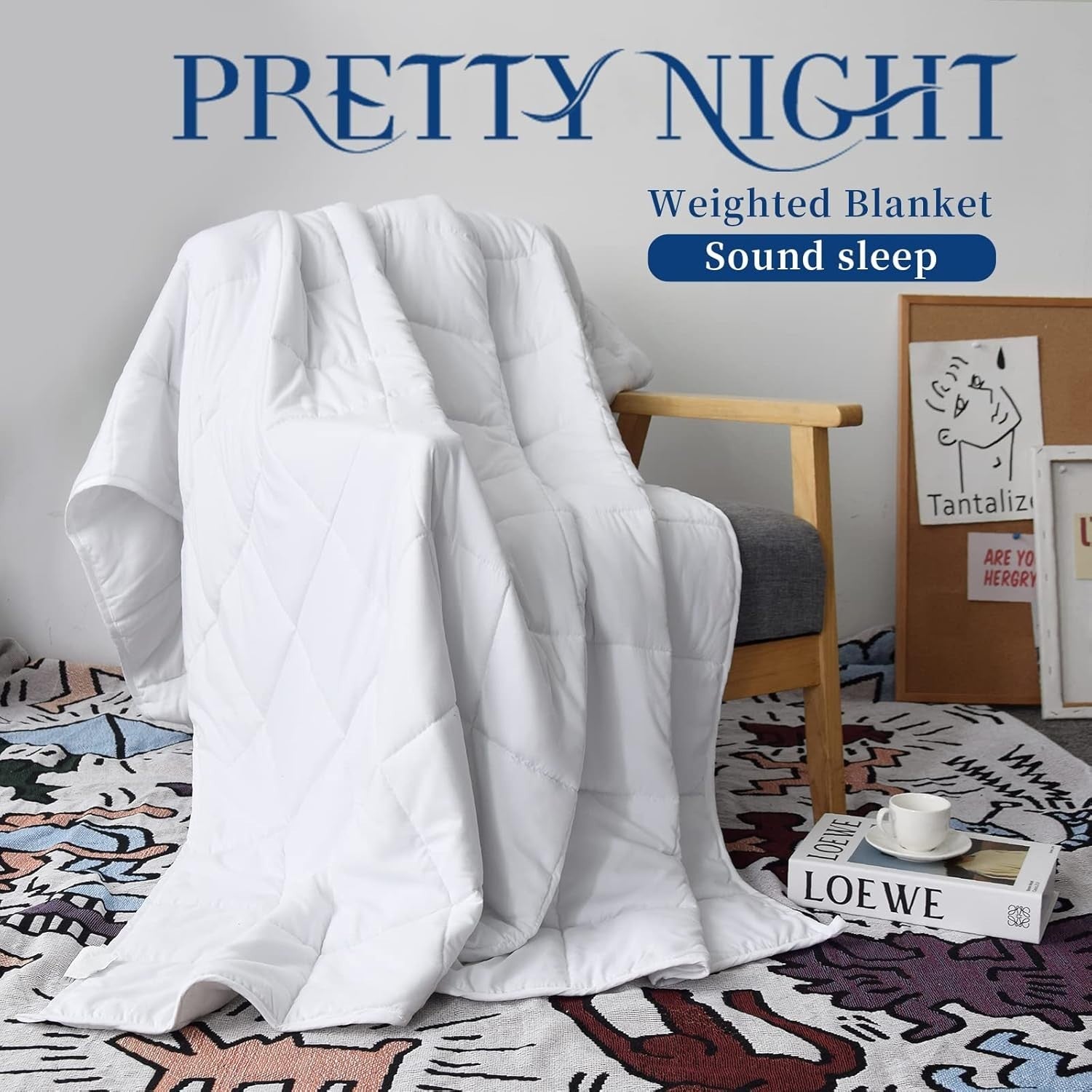 12lb Weighted Blanket Twin 48x72 White Cozy Sleep Comfort