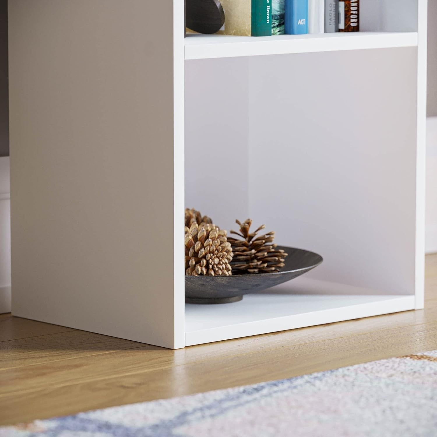 2 Tier White Wooden Cube Bookcase Small Storage Shelf for Living Room Office