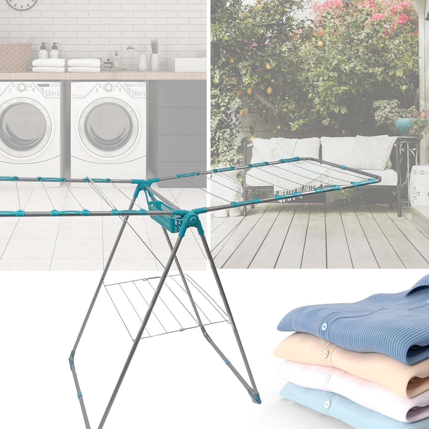 Folding Clothes Airer Drying Rack Stainless Steel Indoor Outdoor Compact