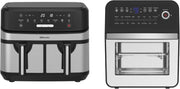 Silver Dual Air Fryer Set 9L Double Drawer + 6.3L Grill Temp Probe 60m