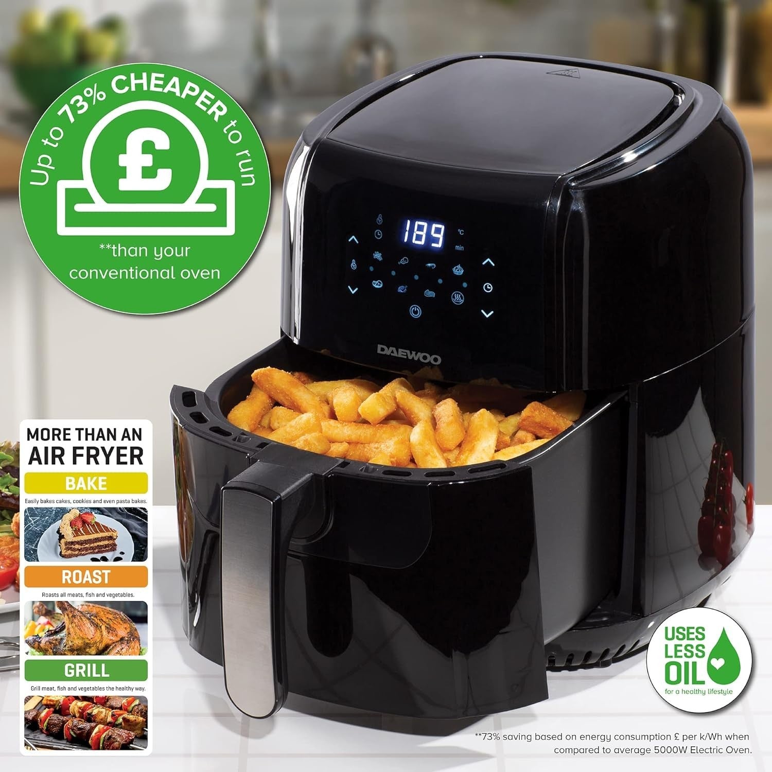 5.5L Digital Air Fryer Healthy Low-Fat Cooker No-Oil Fry Roast Bake Safety Timer