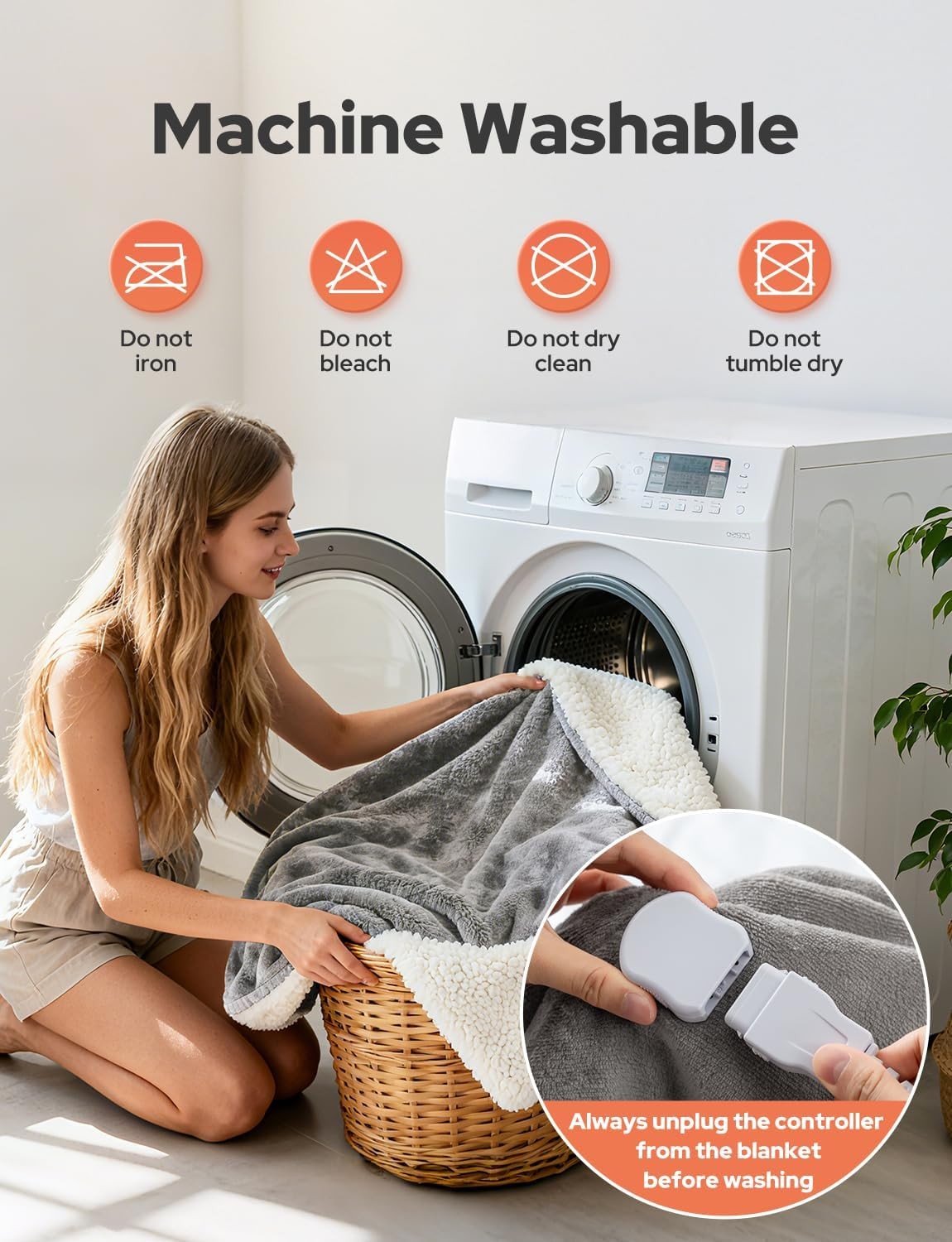 Electric Heated Throw Blanket Fast Heat Dual Sided Sherpa 180x130cm
