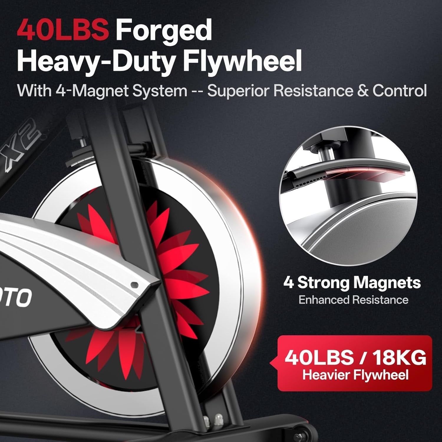 Magnetic Indoor Spin Bike w/ LCD Monitor, 18kg Flywheel, Belt Drive 160kg Cap