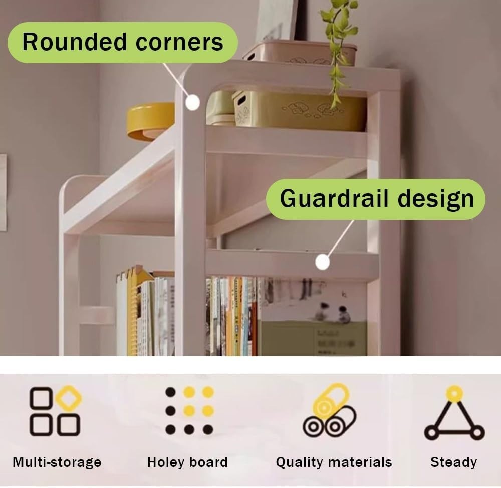 55cm Desktop Organizer Shelf 1-Tier Desk Hutch with Pegboard & Guardrails