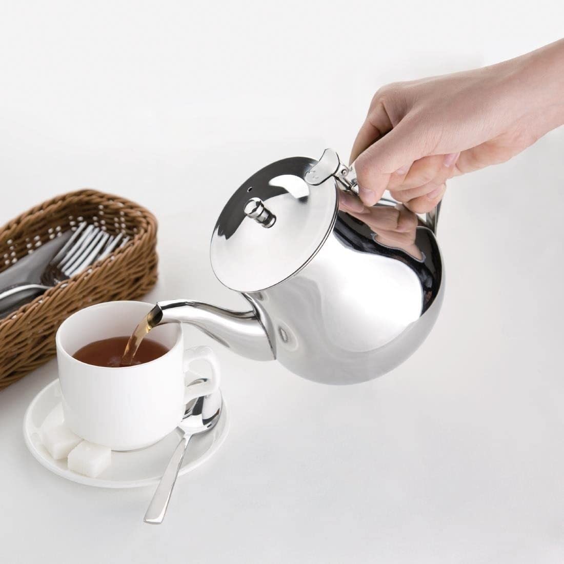 Arabian Stainless Steel Teapot 1L Tea Pot Mirror Finish Silver