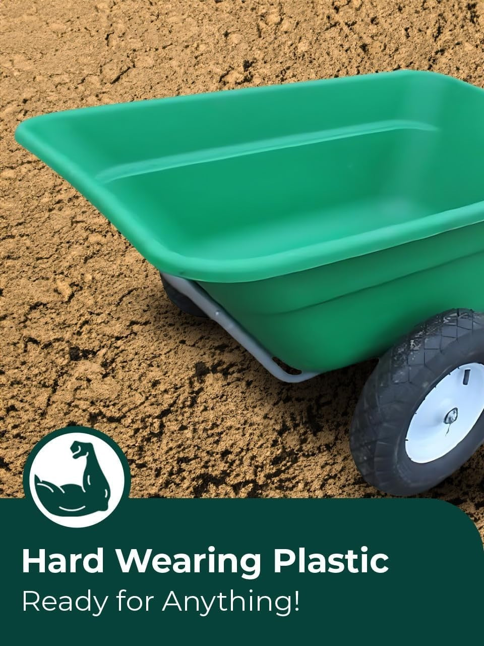 200L 2-Wheel Wheelbarrow Green – Pneumatic Tyres Heavy Duty for 200kg Loads