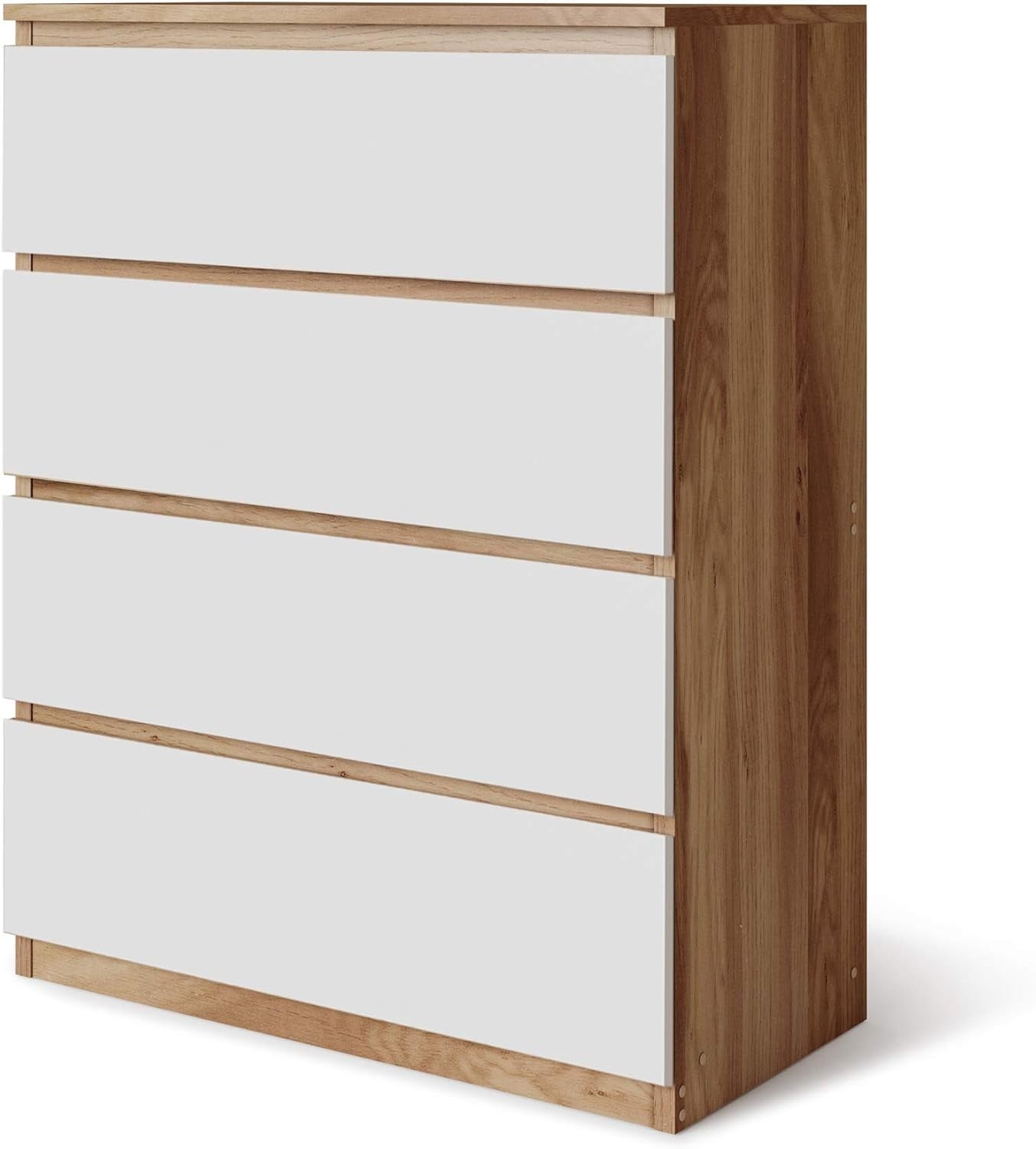 4 Drawer Chest Oak White Modern Bedroom Storage Slim Tall Cabinet Unit