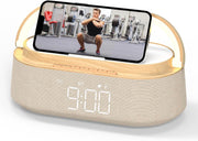Yellow Bluetooth Speaker Alarm Clock Wireless Charger LED Night Light Radio