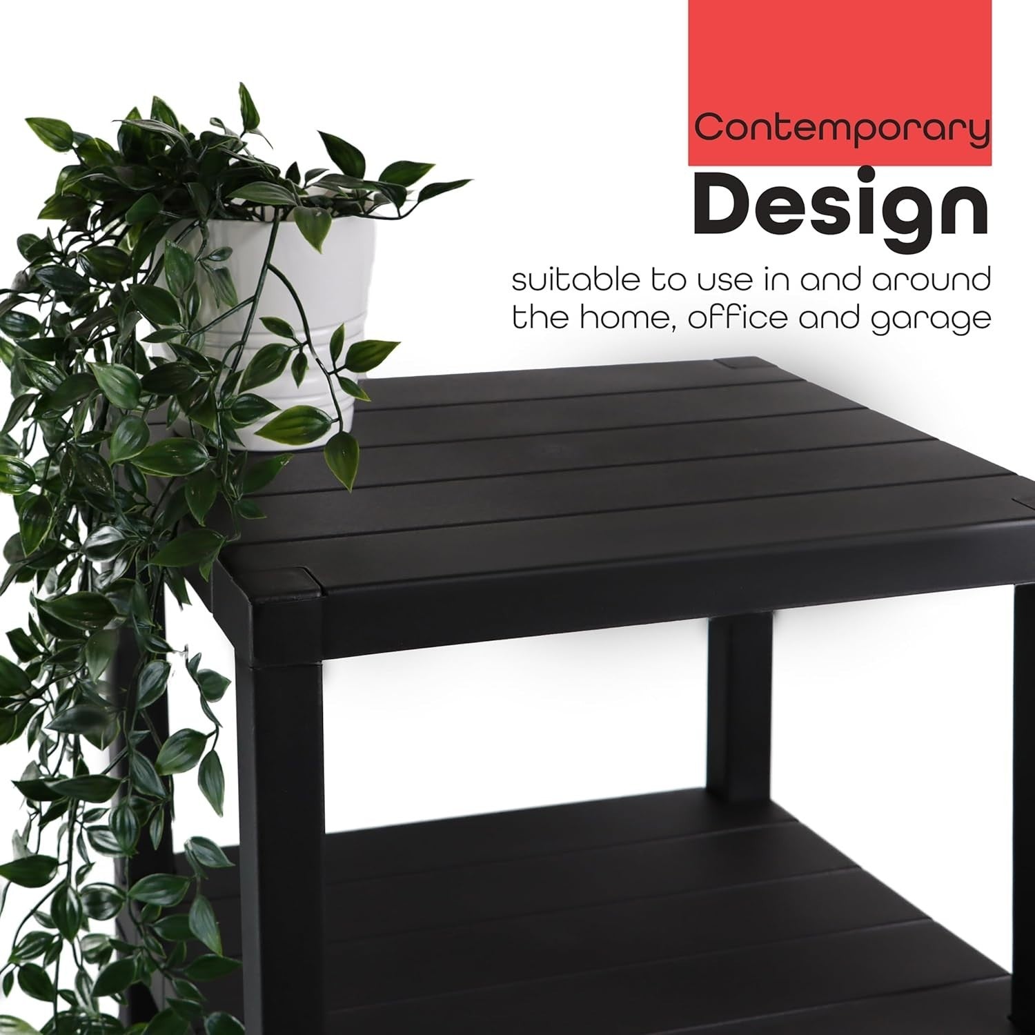 4 Tier Black Side End Table – Sturdy Storage Shelf for Narrow Spaces