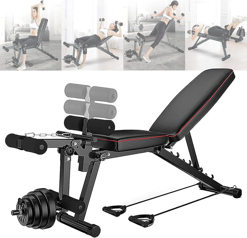 Foldable Weight Bench With Leg Extension Curl 440lb Home Gym Press