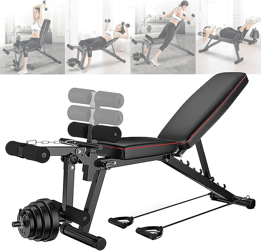 Foldable Weight Bench With Leg Extension Curl 440lb Home Gym Press