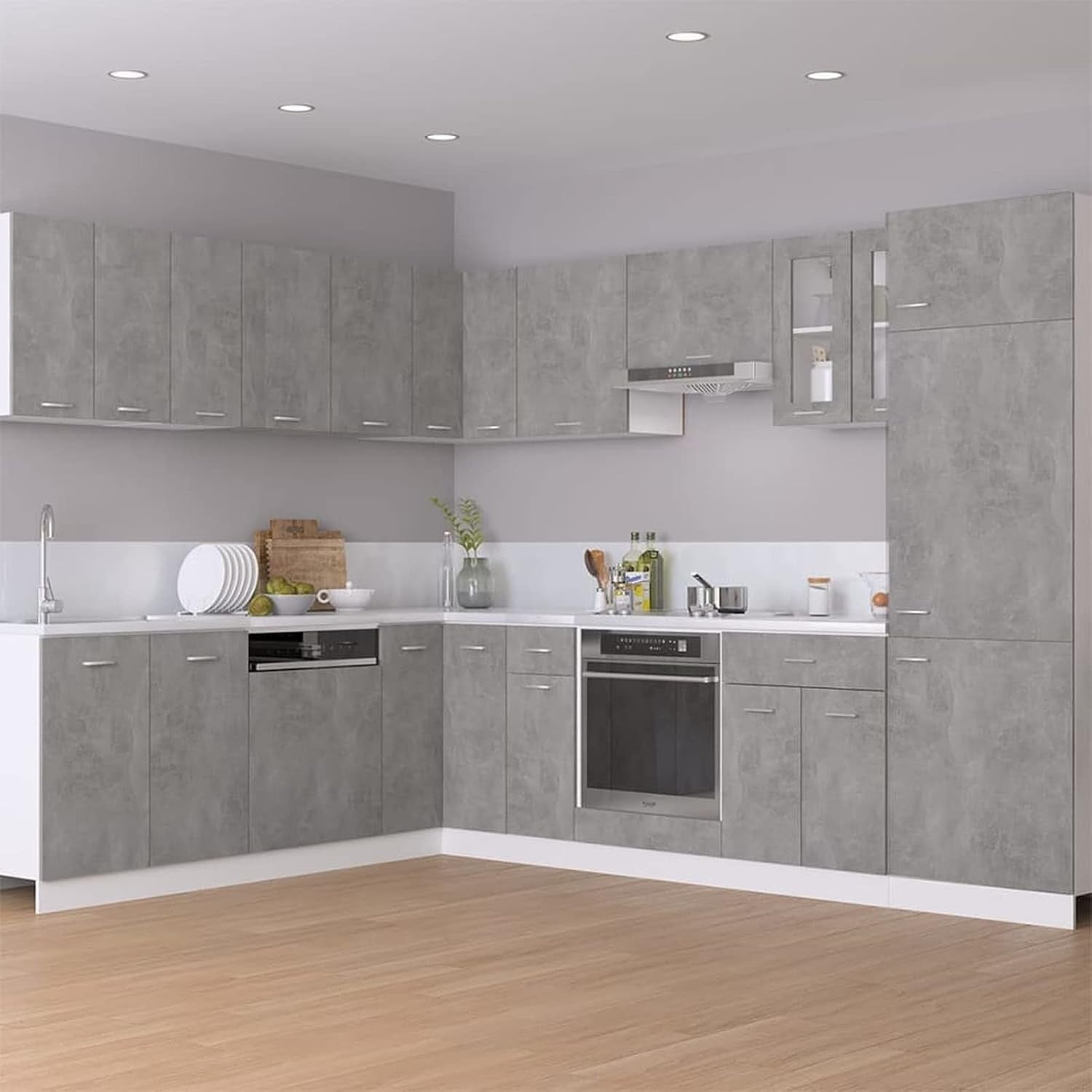Corner Kitchen Wall Cabinet with Lockable Doors & Spacious Shelves 57x57x60cm