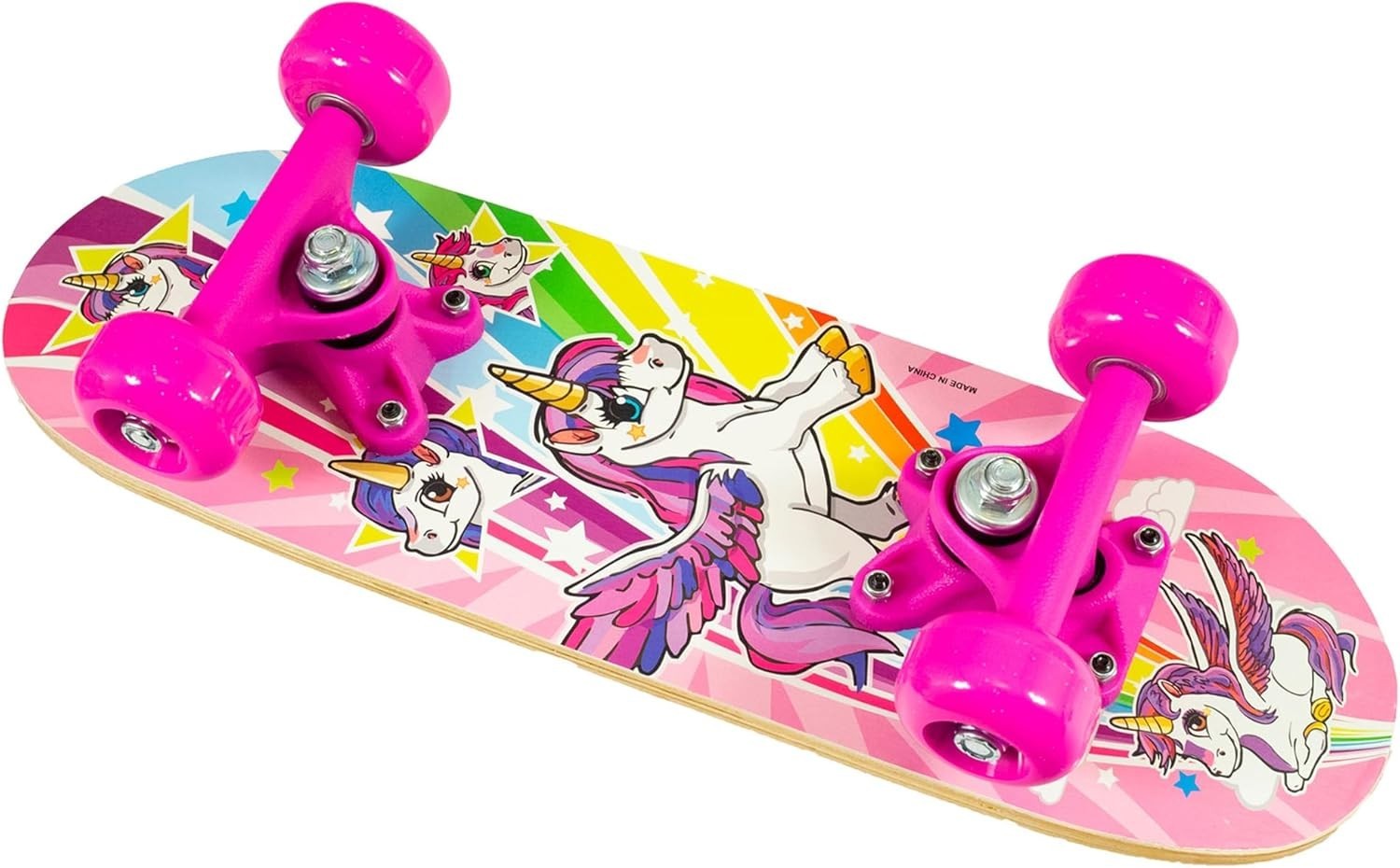 17in Unicorn Kids Skateboard Beginner Mini Deck Pink Girls Fun Ride