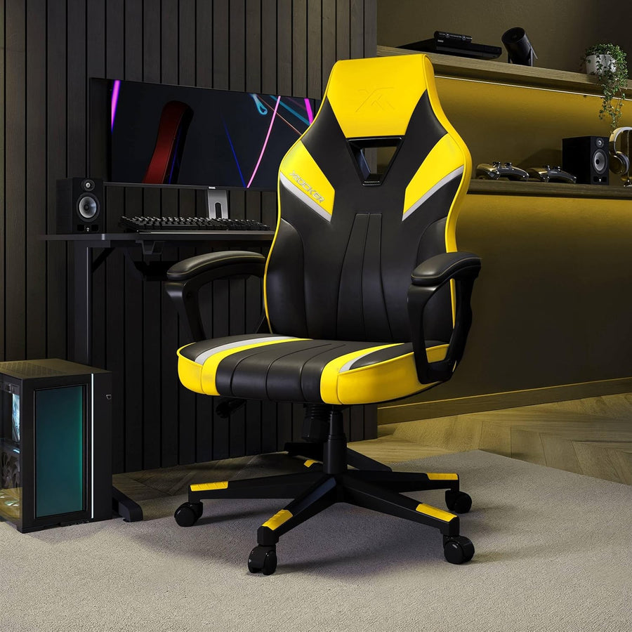 Ergonomic Gaming Chair High Back Wide Seat Yellow