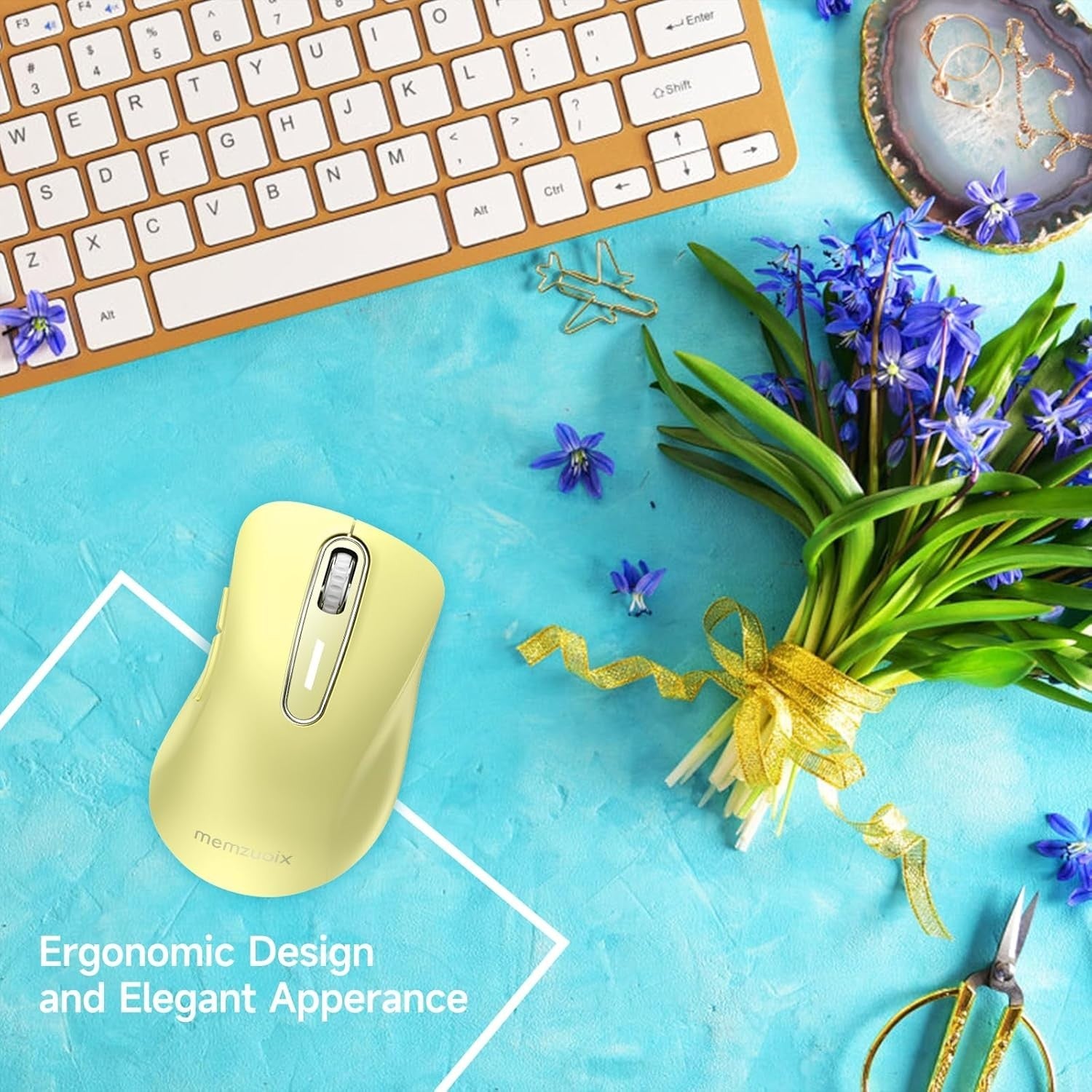 Yellow Wireless Mouse 1400 DPI USB 2.4G Portable 5 Button