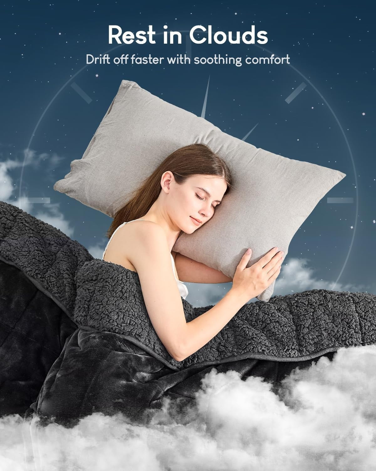Cottonblue 20lb Weighted Blanket 60x80 Sherpa Fleece Black Queen Ultra Soft