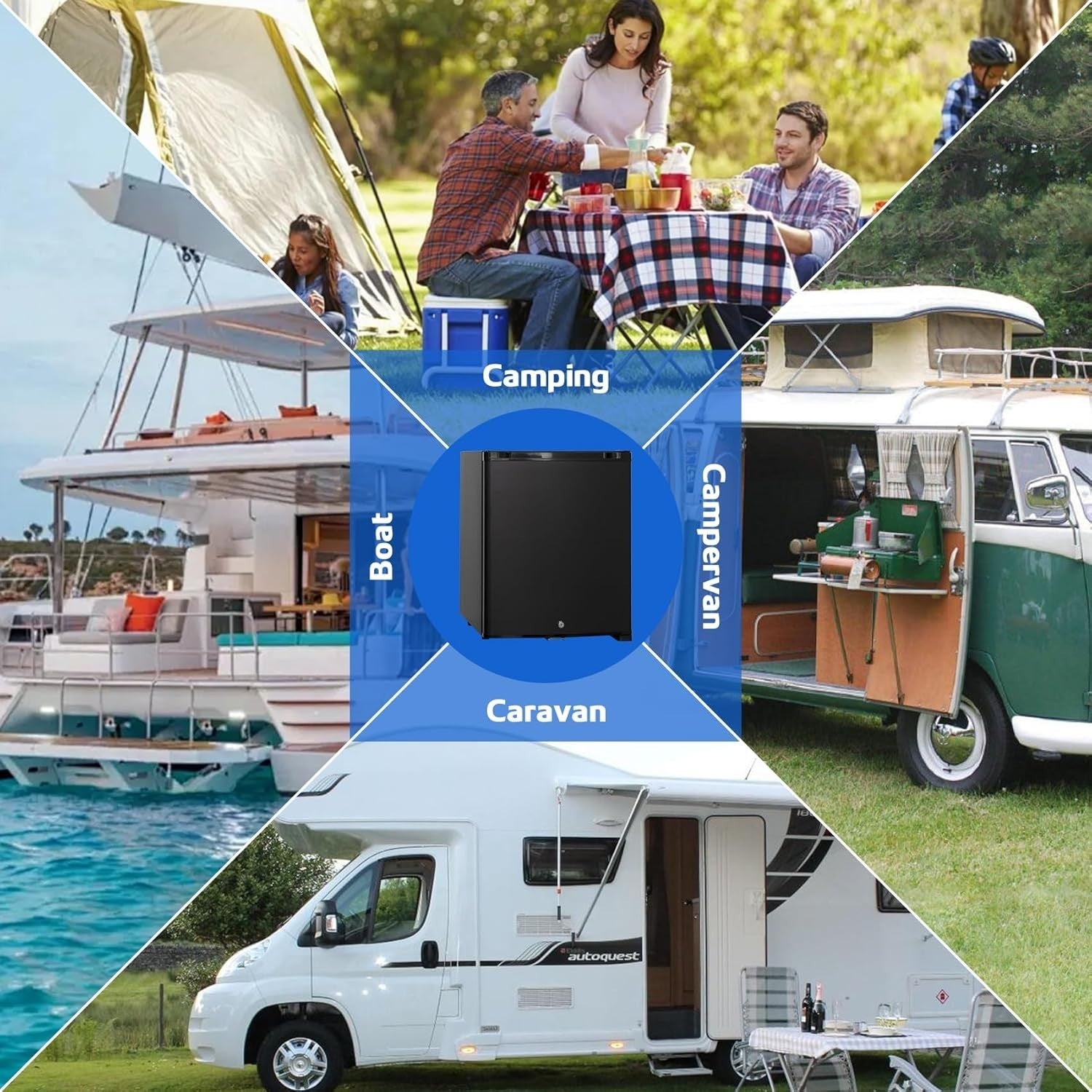 12V 2 way Mini Fridge 30L Campervan Portable Silent Black Lockable Reversible