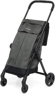 Folding Shopping Trolley 46L Bag Swivel Wheels Lightweight Aluminium Grey