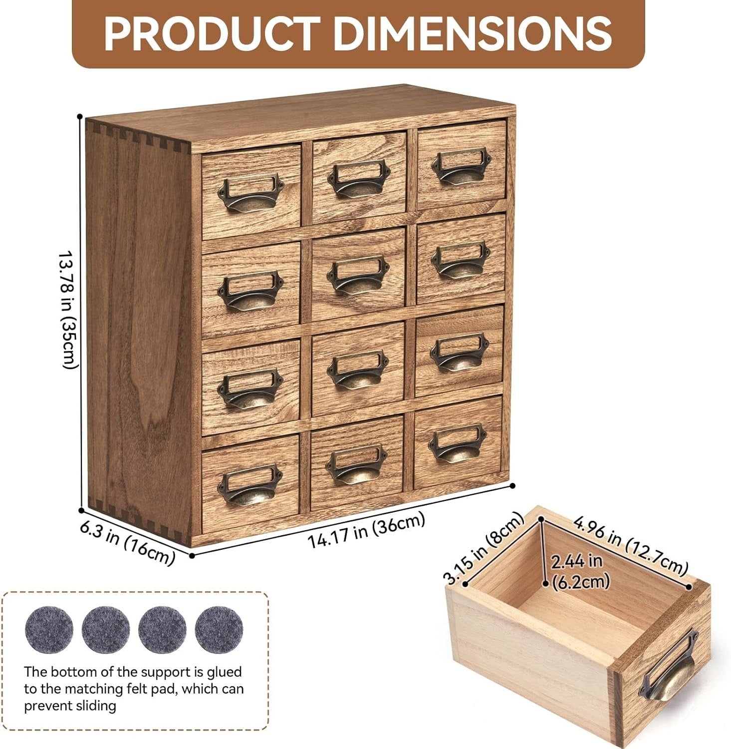 Wood Desktop Organizer 12-Drawer Storage Cabinet with Metal Handles
