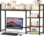 44.9" Desk Hutch Shelf Large Desktop Organizer 4-Tier Monitor Rack Wood Storage