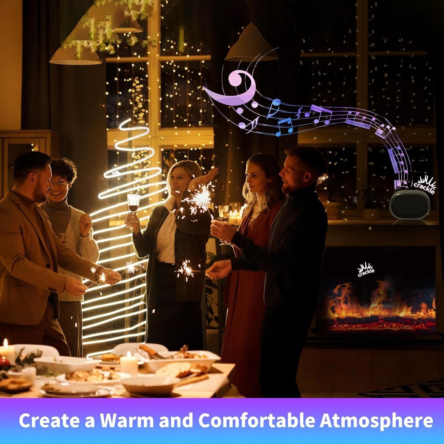 Fireplace Crackling Sound Machine, Realistic Electric Fire Sound Box, Rechargeab