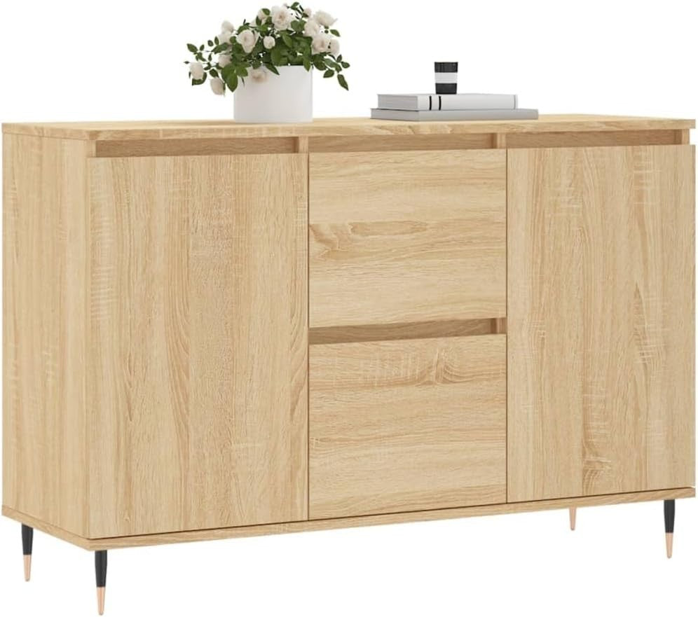 Sonoma Oak Sideboard Storage Cabinet with Iron Legs | Dent Resistant, Stylish