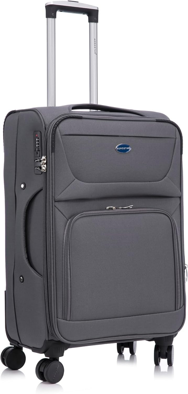 Medium 26” Expandable Soft Shell Suitcase Lightweight 4 Spinner Wheels Lock 78L