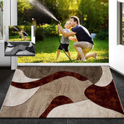 Extra Large Rust Abstract Area Rug 200x290cm Thick Shaggy Living Room Carpet