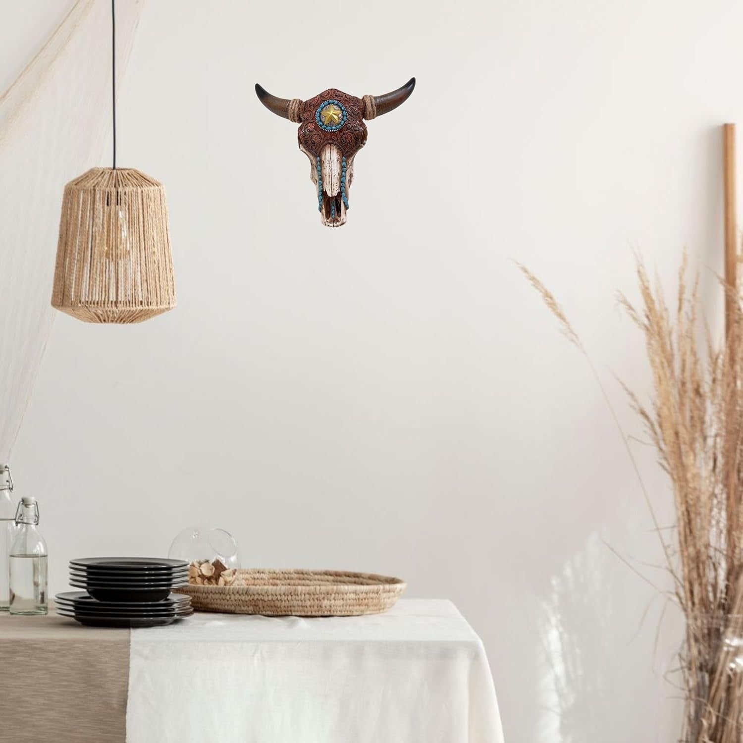 Rustic Bull Skull Wall Decor Southwest Western Resin Sculpture