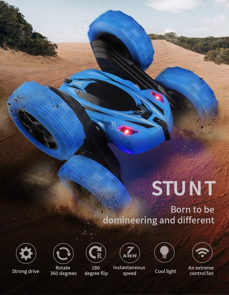 RC Stunt Car for Kids 3+, 360° Flips & Double-Sided Driving, 15km/h
