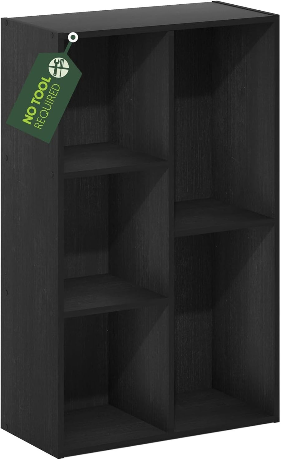 5 Cube No Tool Bookcase Storage Open Shelf Compact Design Organizer Black