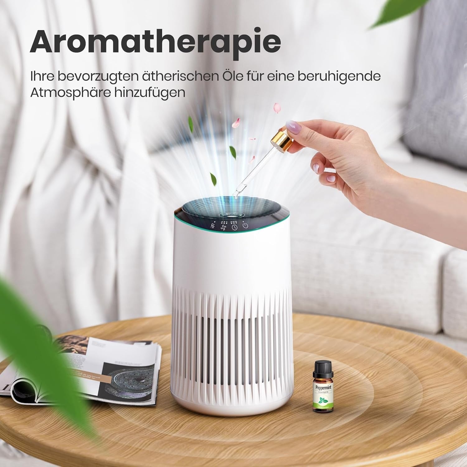 Quiet HEPA Air Purifier Bedroom Smoke Pet Odors Aromatherapy 22dB