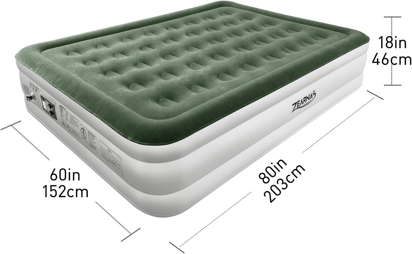 King Air Mattress with Electric Pump – Quick Inflate, Flocked Top, Portable Bed