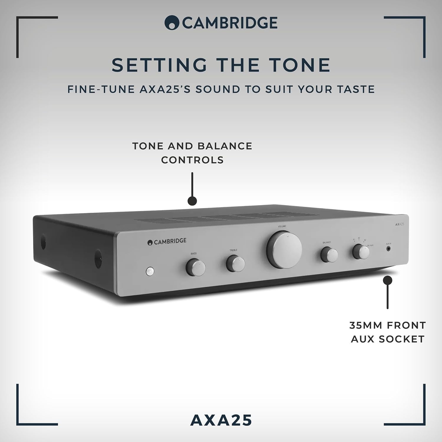 Integrated Stereo Amplifier 25W HiFi Tone Control 4 Input Compact AXA25