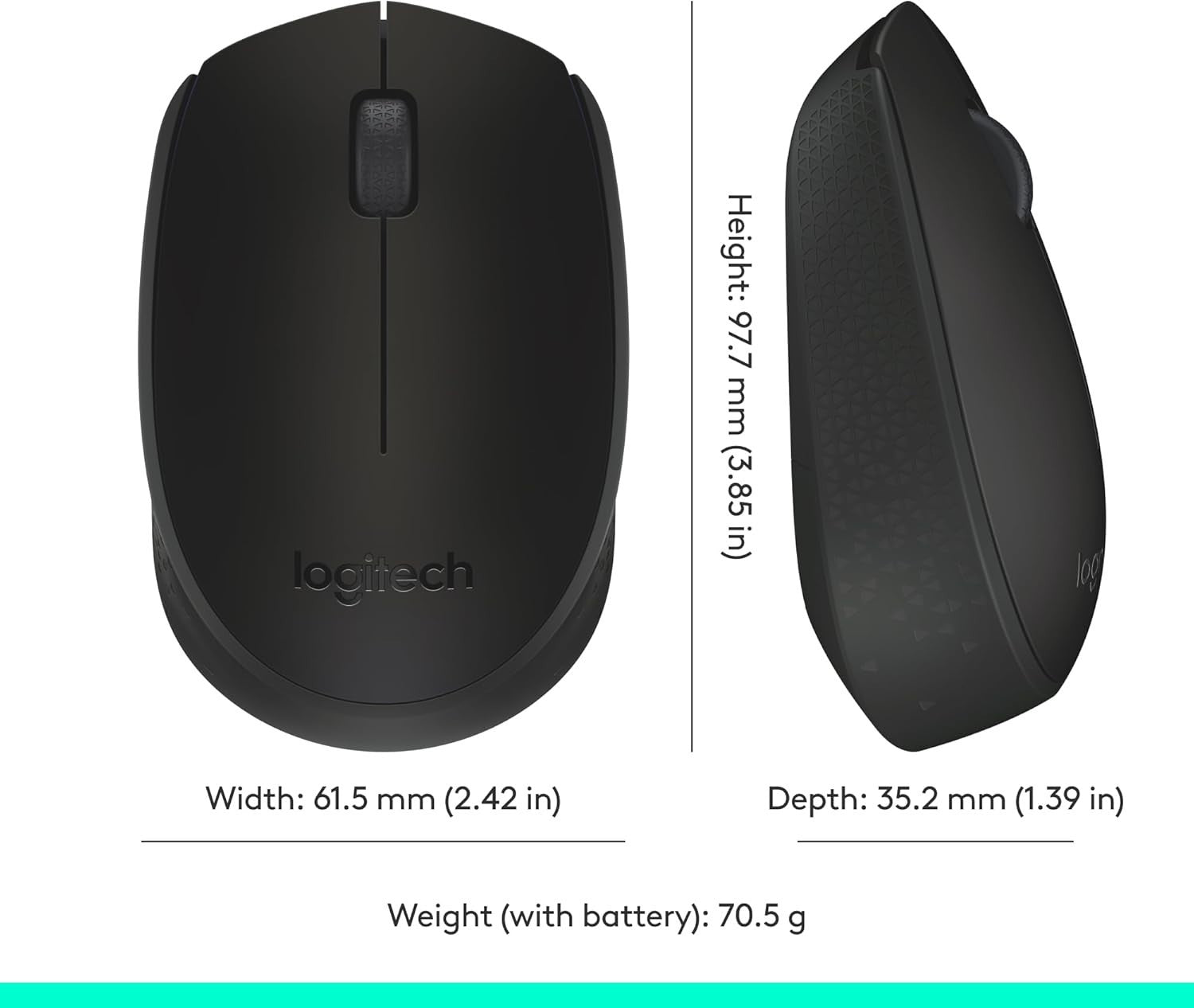 Wireless Mouse 2.4GHz USB Optical PC Laptop 12 Month Battery