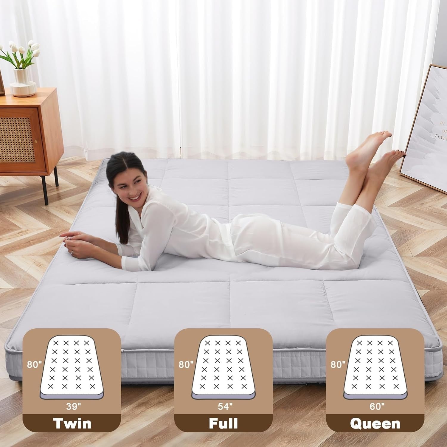 Extra Thick Memory Foam Floor Mattress Single Foldable Futon Bed Pad
