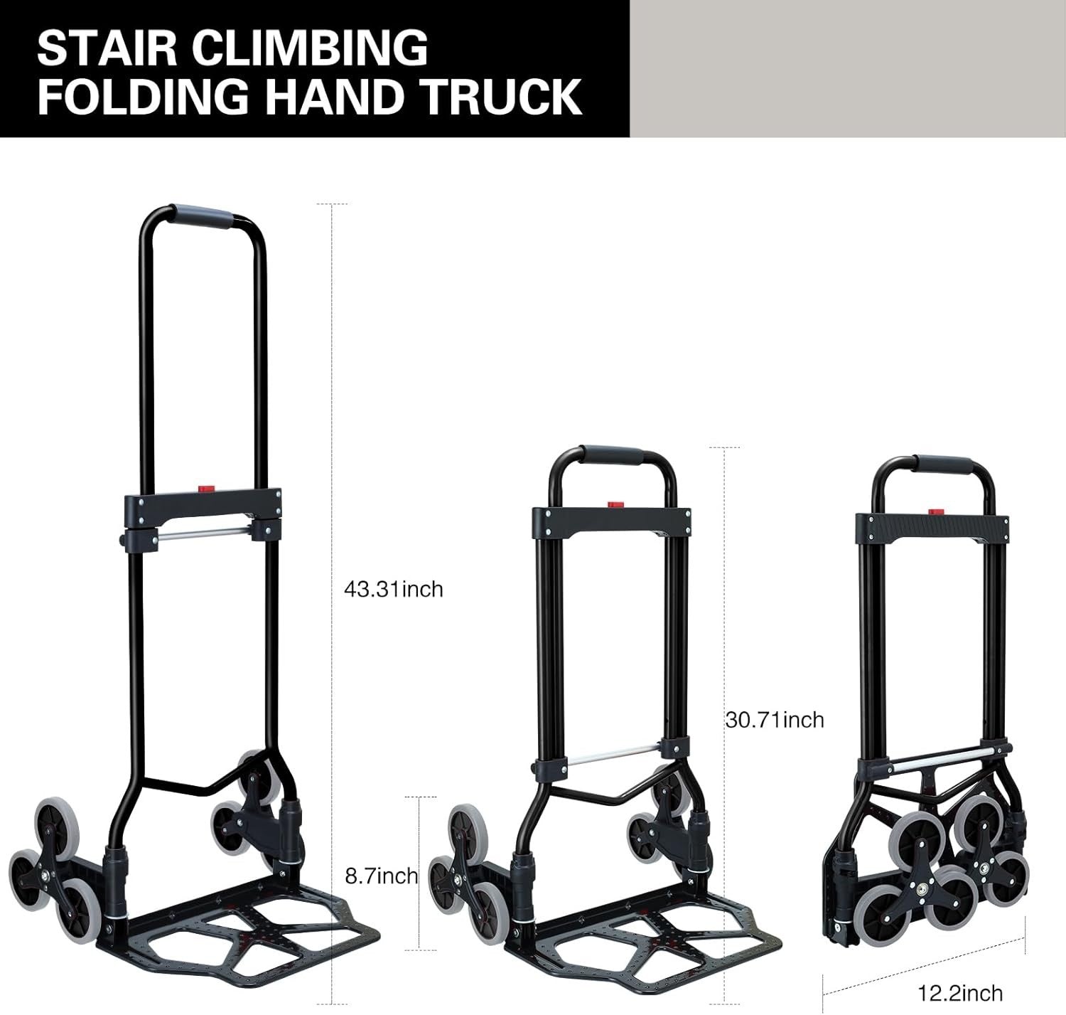 330lb Stair Climbing Hand Truck Folding Dolly 6 Wheel Telescopic Cart