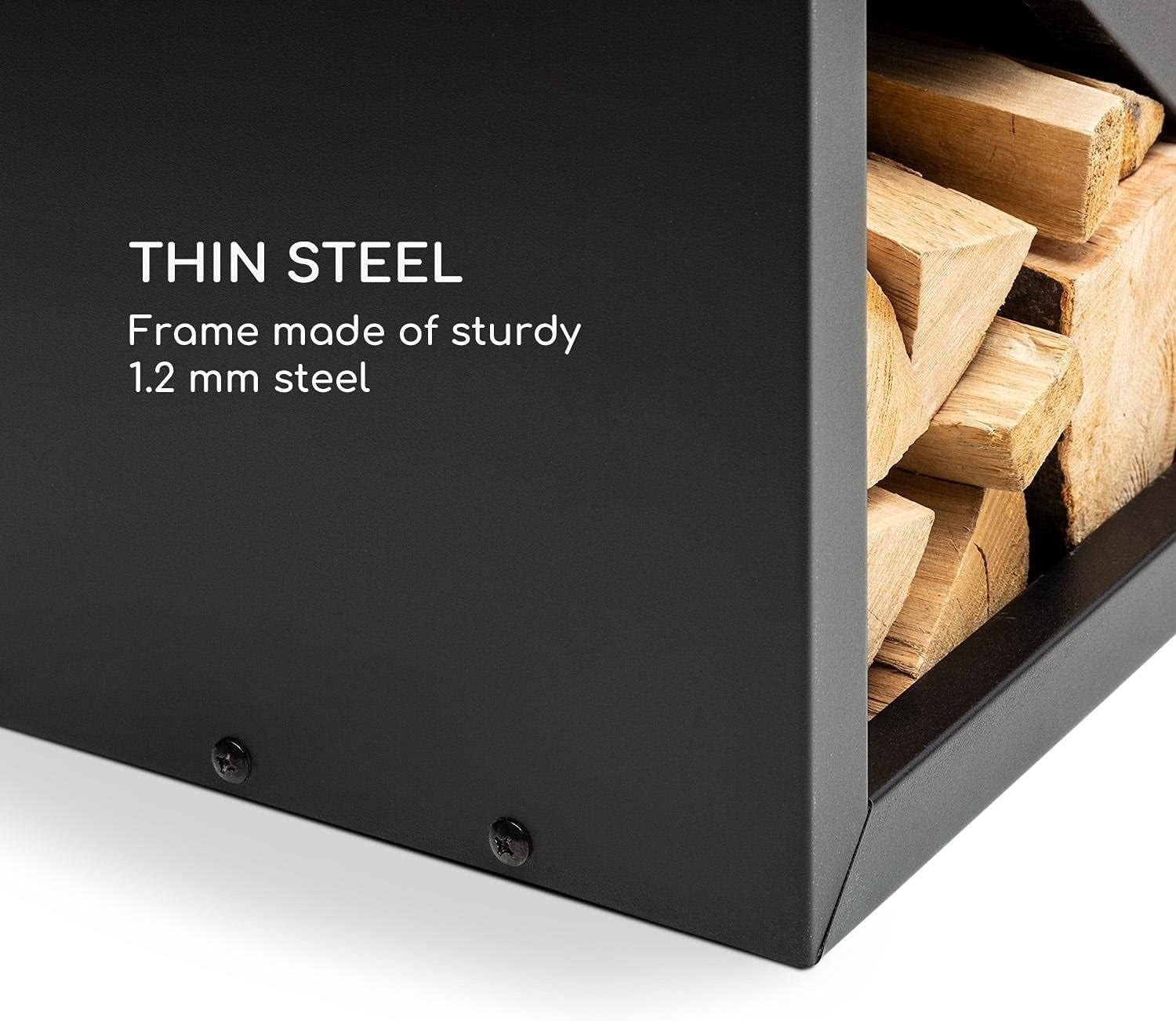 Firewood Storage Bench with Bamboo Top & Steel Frame – Stylish & Space-Saving