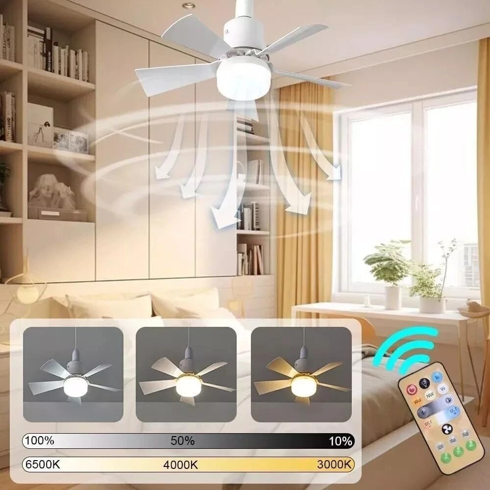 420mm Ceiling Fan with Light, 3 Speeds, 30W Dimmable LED, Remote, Timer