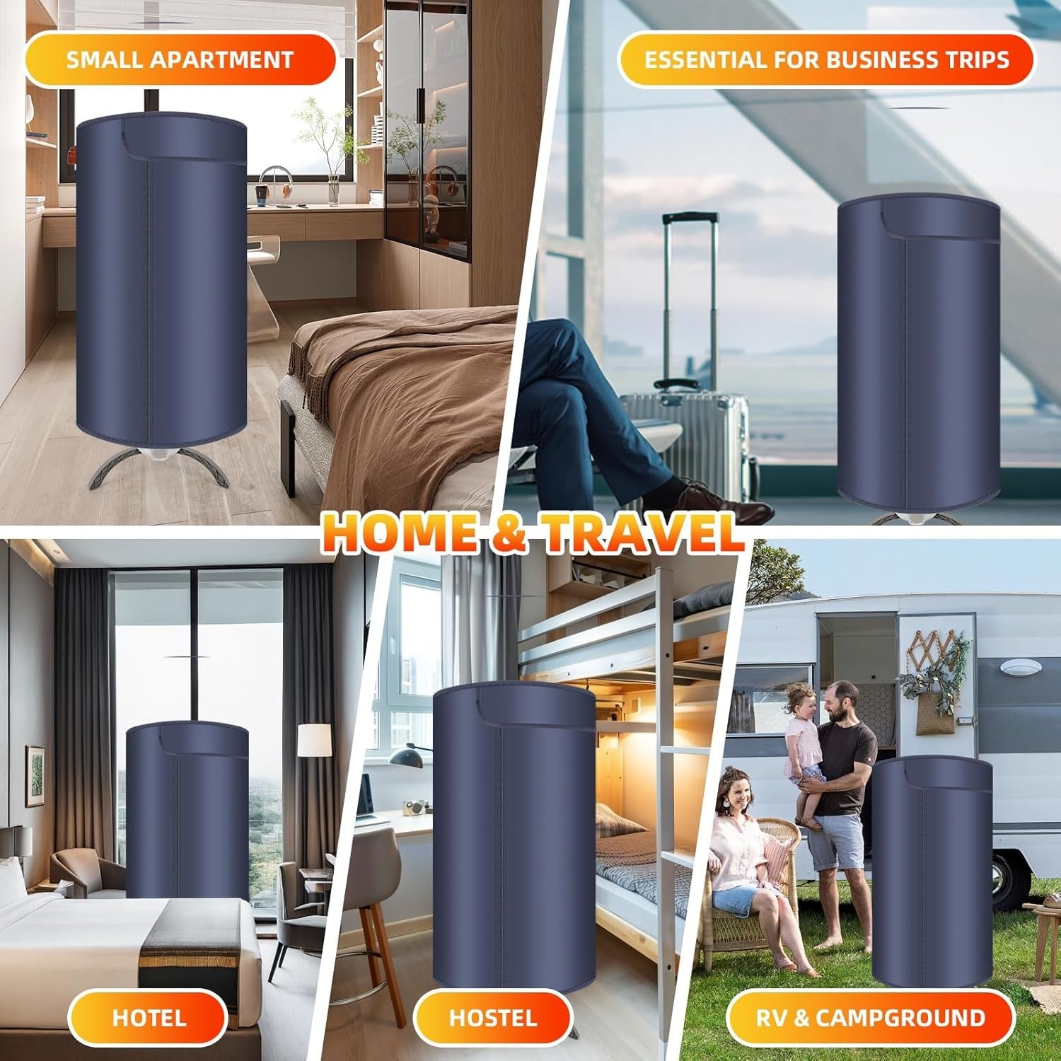 Portable Electric Clothes Dryer 900W Heated Drying Pod Compact Indoor